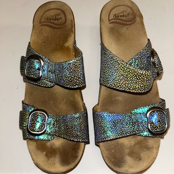 Dansko Shoes - Dansko Sophie Iridescent Clog Leather Strap Sandals Buckle Size 38 EU / 7 7.5 US